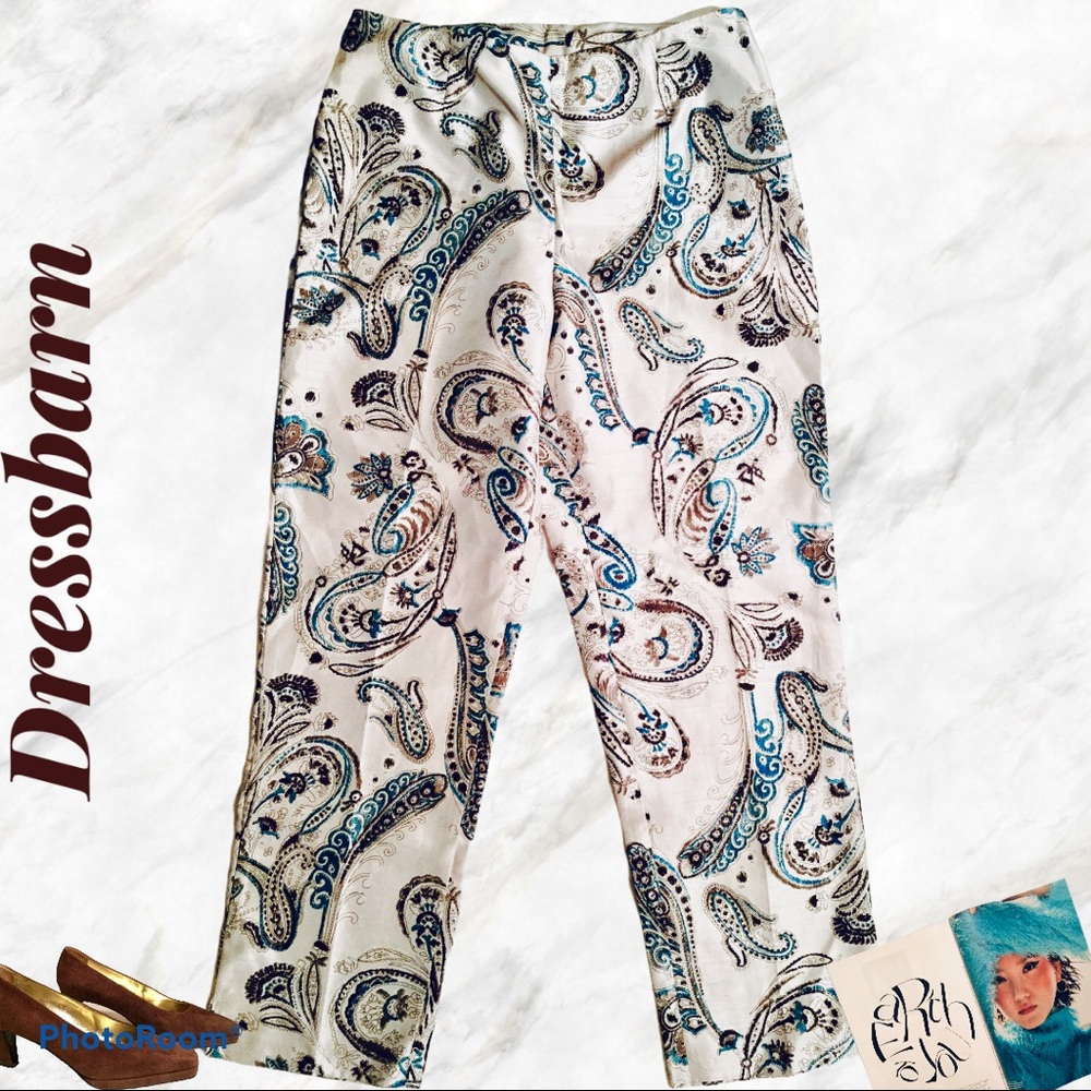 Dressbarn Paisley Satin Pants. - Picture 1 of 3